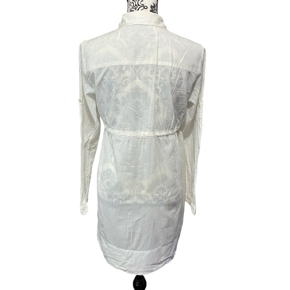 Zara White Smocked Button-Front Cotton Shirt Sz-Small - Picture 2 of 4